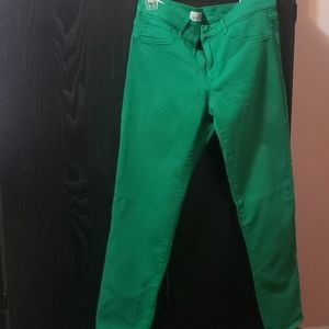 Green denim leggings